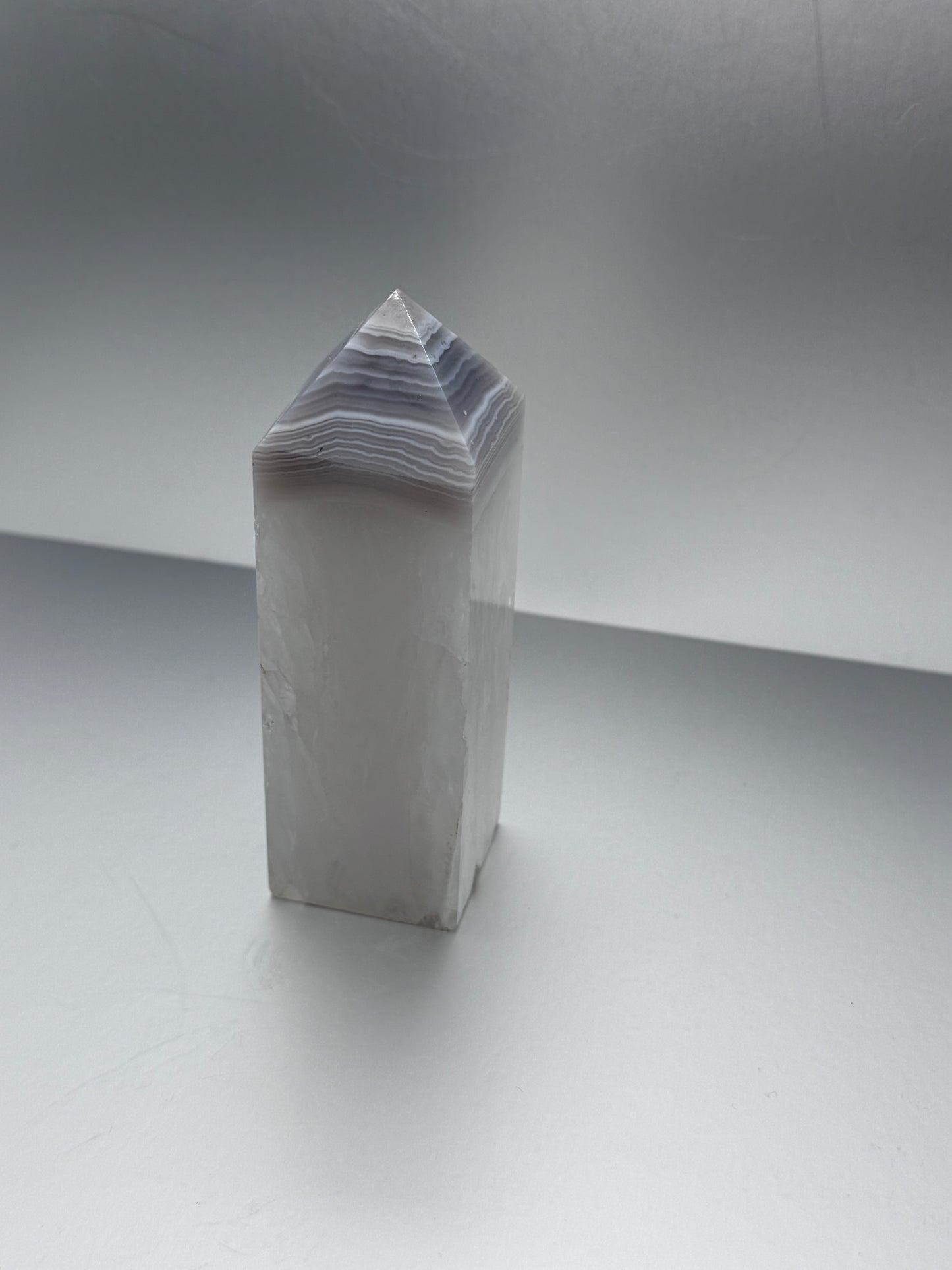 Botswana Agate & Clear Quartz tower
