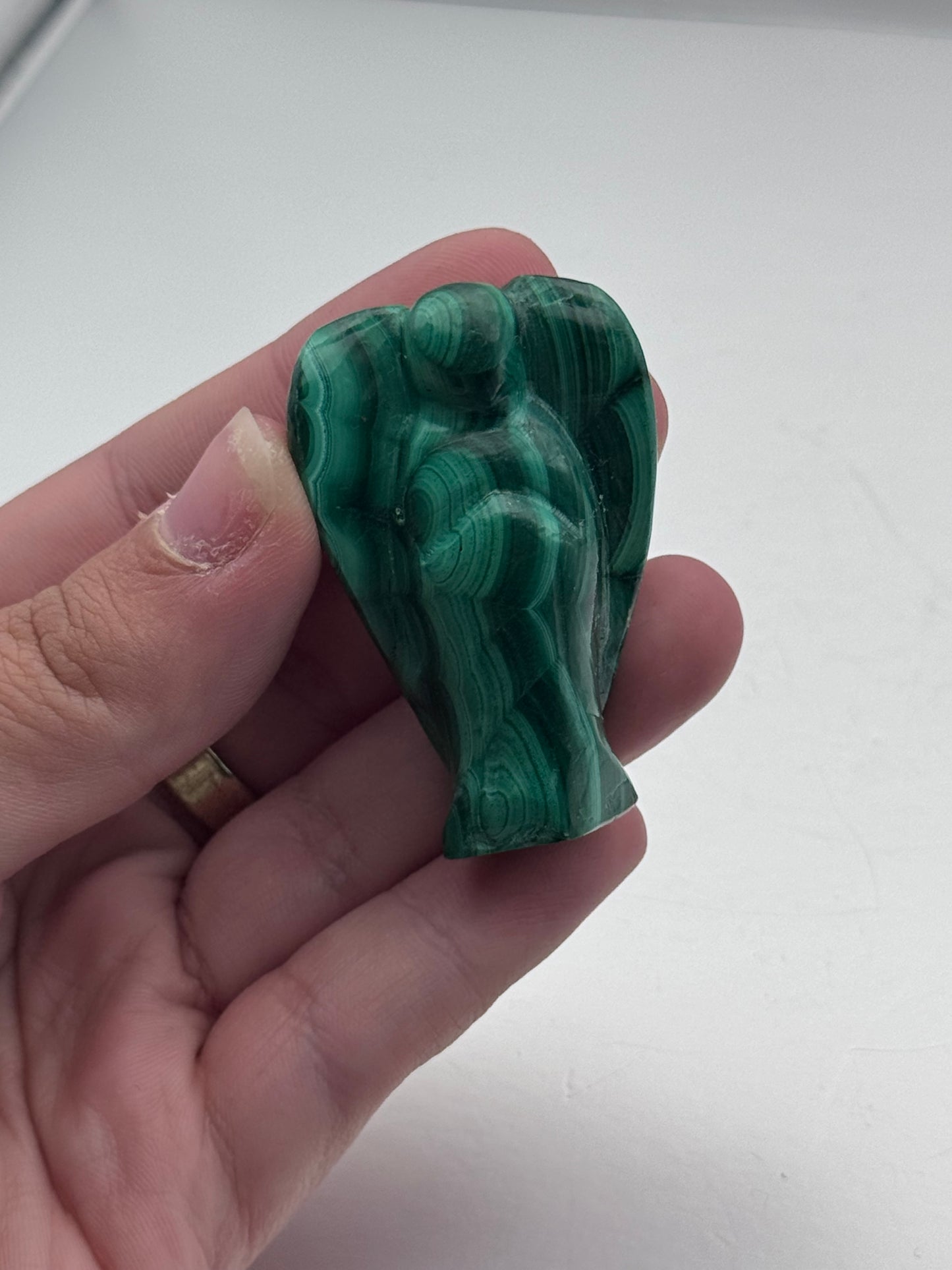 Polished Malachite Angel Carving