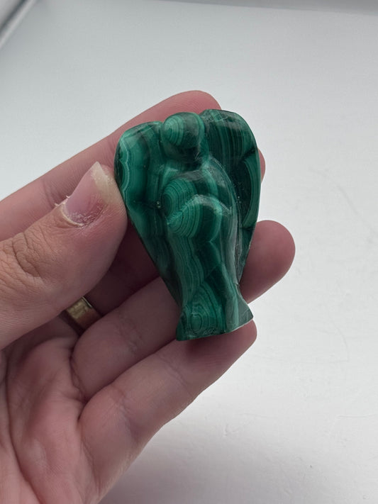 Polished Malachite Angel Carving