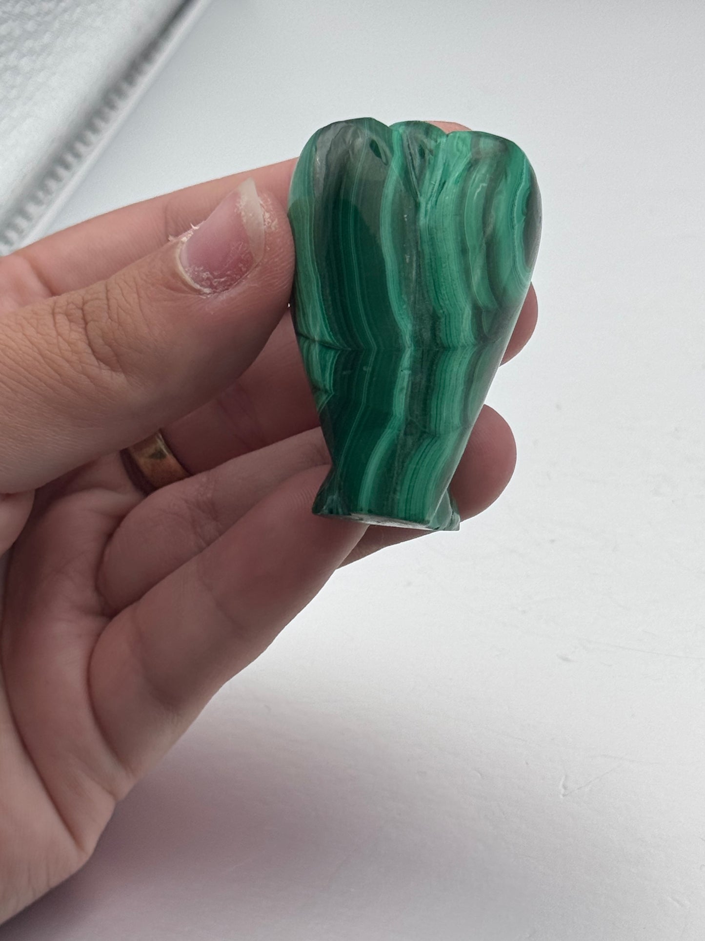 Polished Malachite Angel Carving