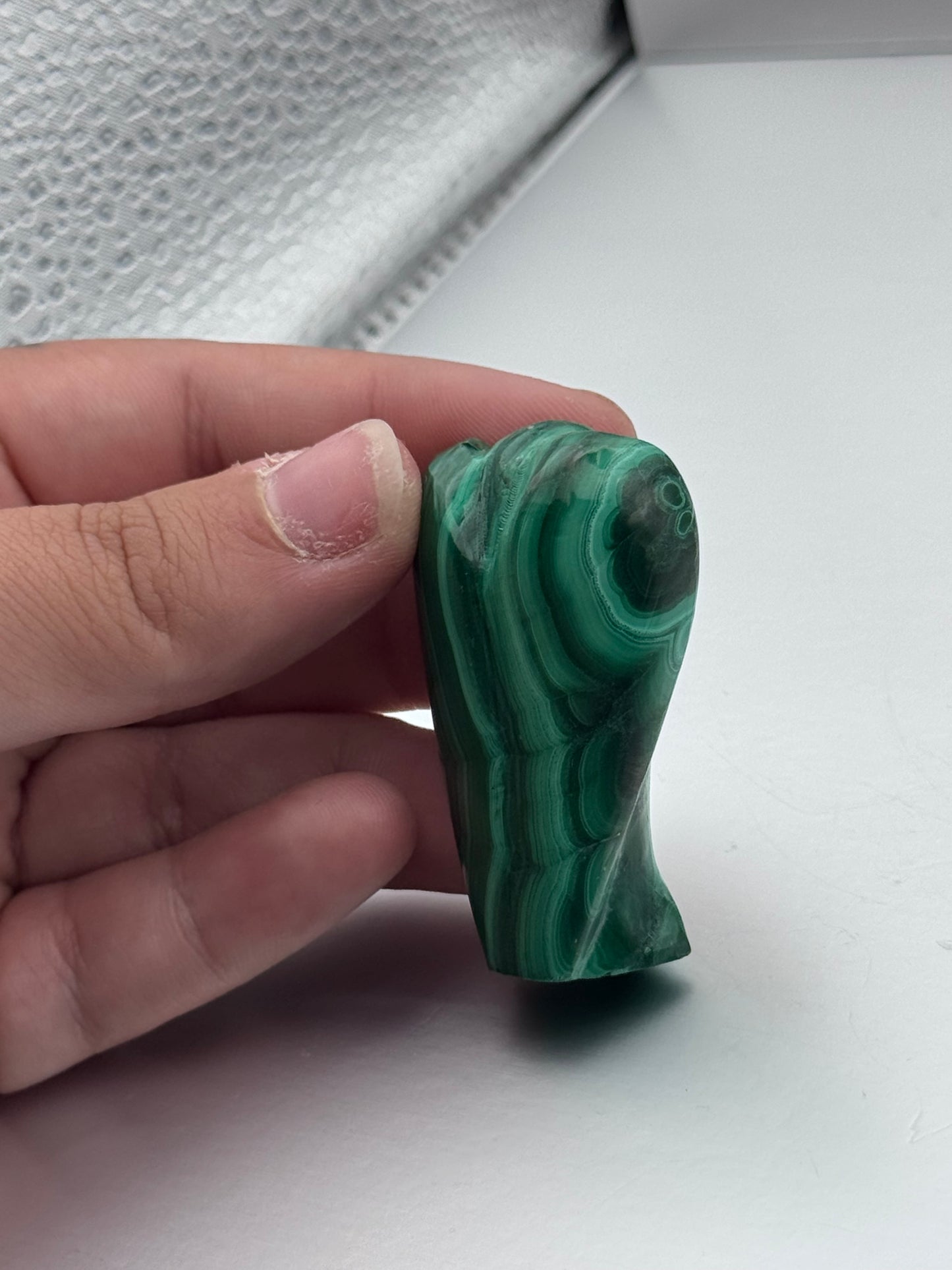 Polished Malachite Angel Carving