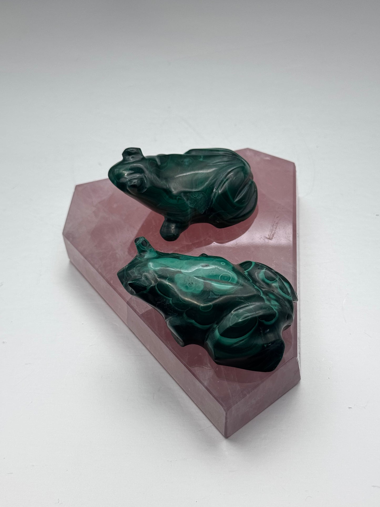 Polished Malachite Frog Carvings