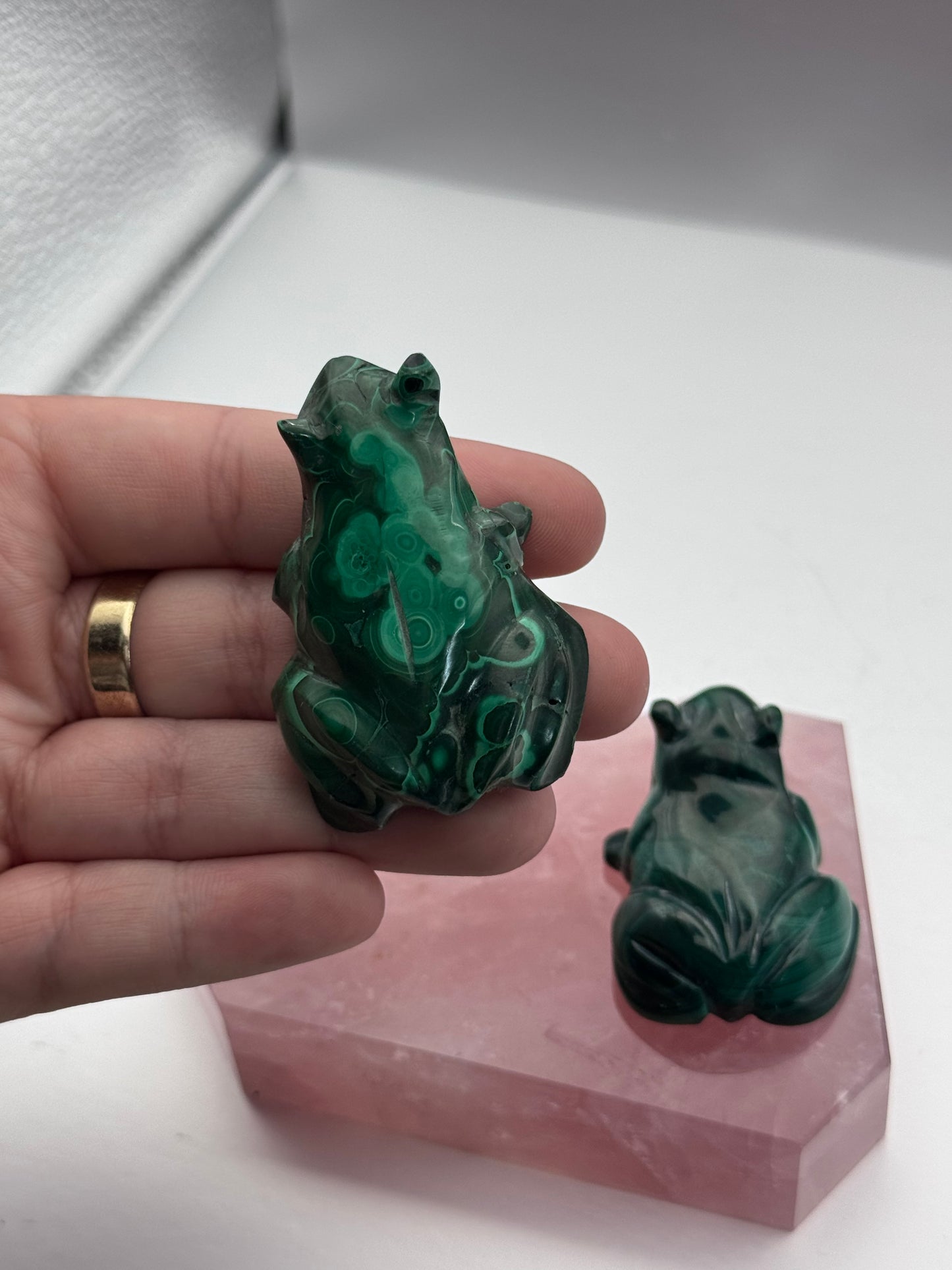 Polished Malachite Frog Carvings