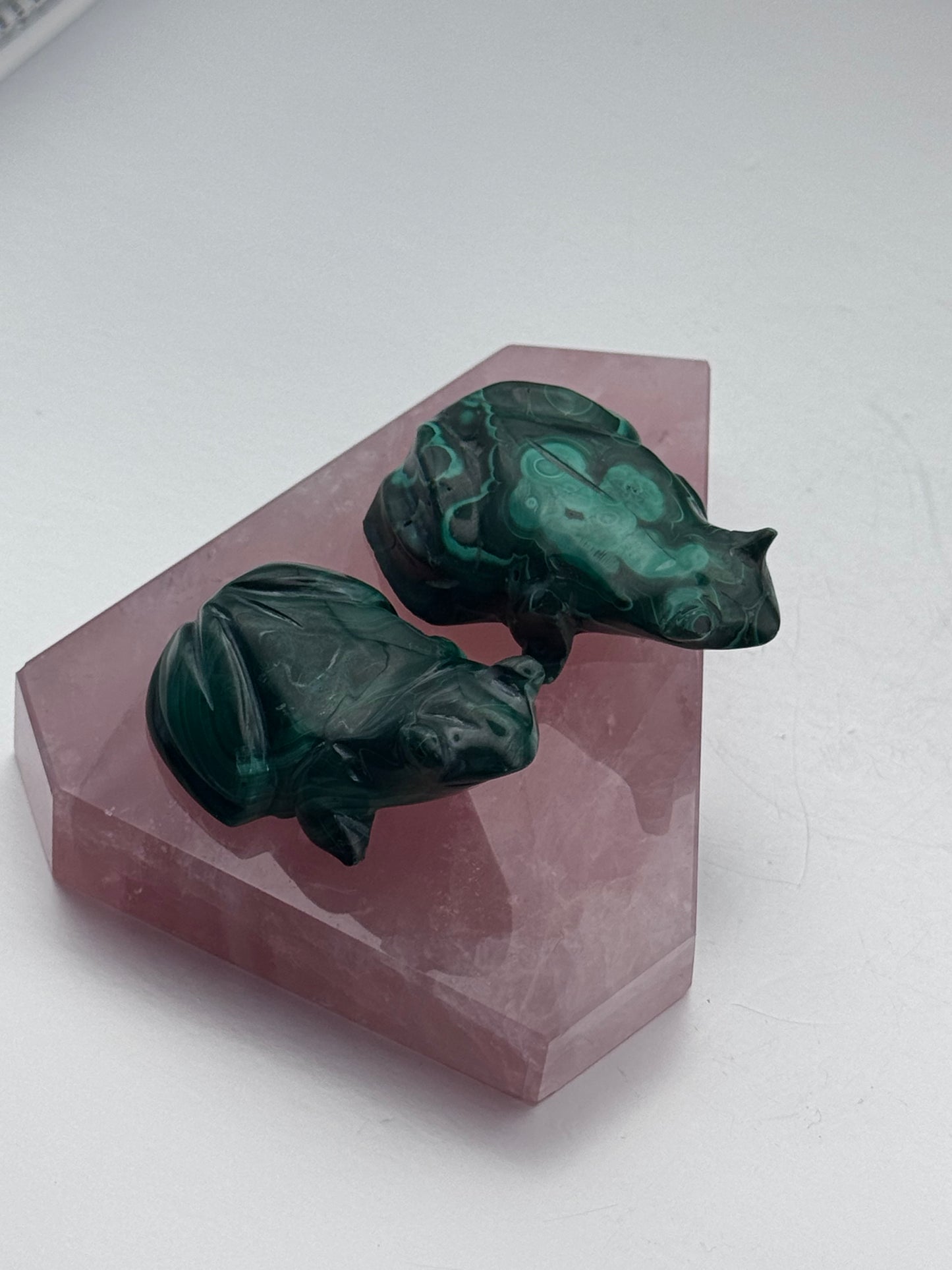 Polished Malachite Frog Carvings