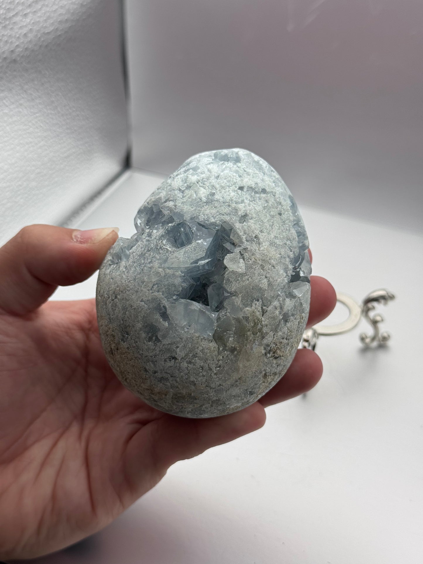 Blue Celestite Geode Egg