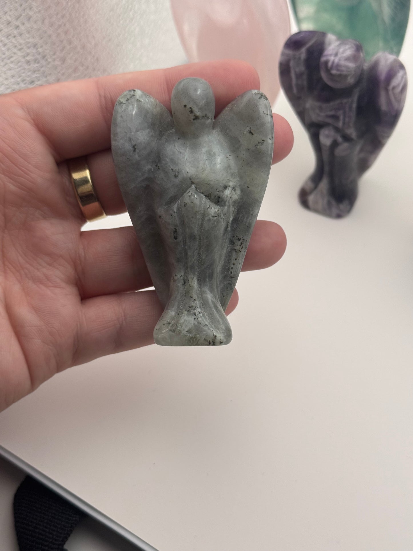 Polished Crystal Angel Carvings
