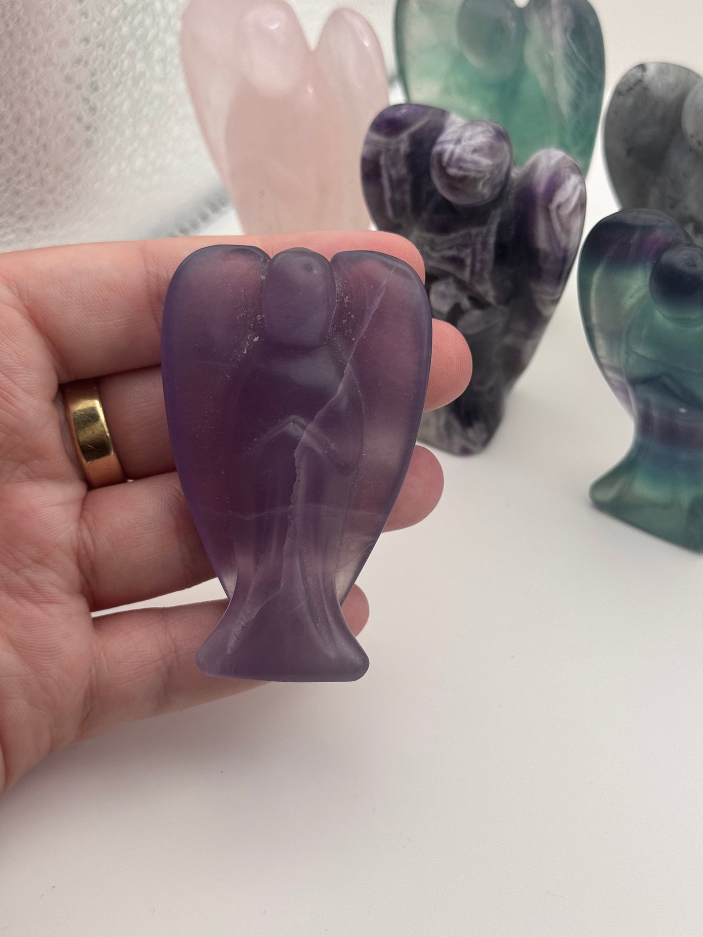 Polished Crystal Angel Carvings