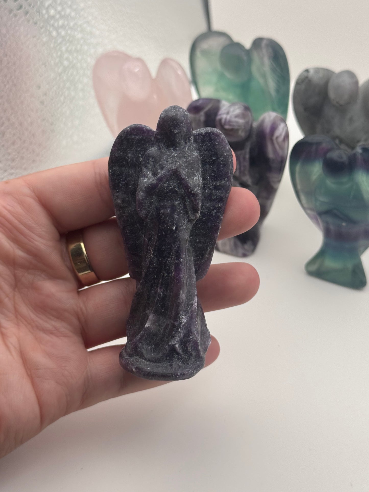 Polished Crystal Angel Carvings