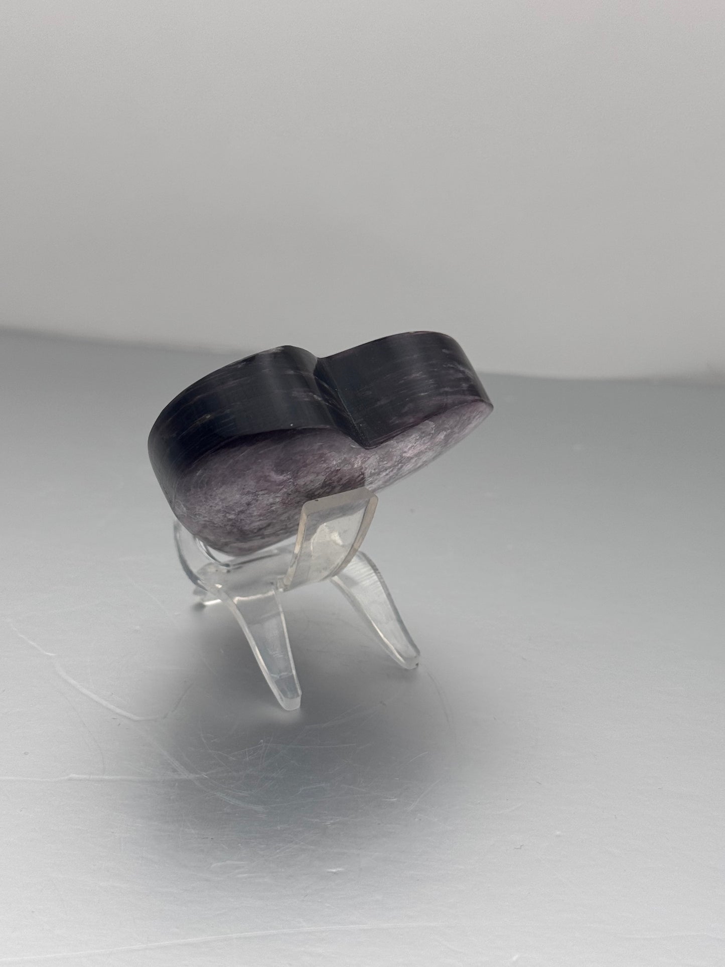 Flashy Purple Mica heart crystal on stand