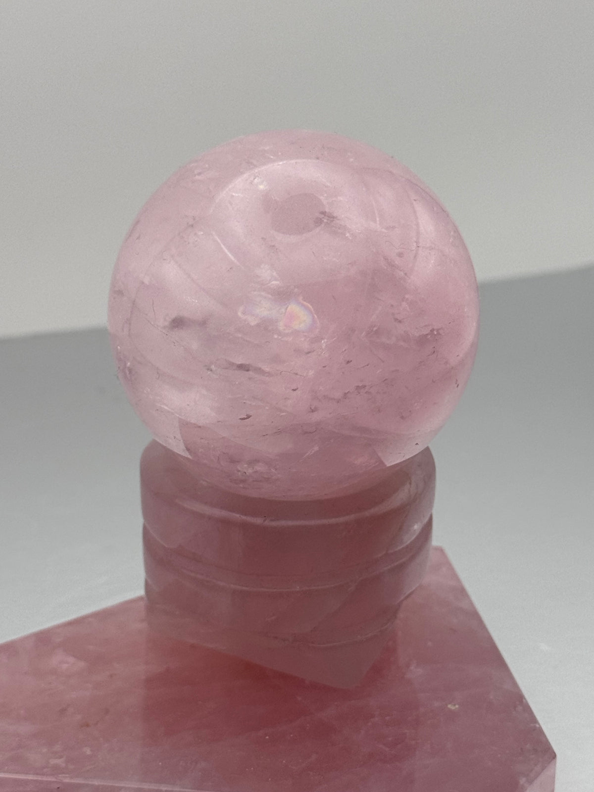 Rose Quartz Crystal Sphere with Matching Rose Quartz Stand