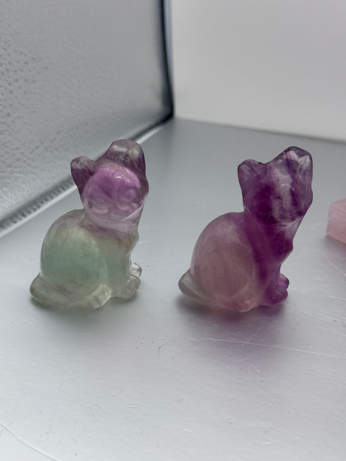 Fluorite Dog & Cat Crystal Carvings