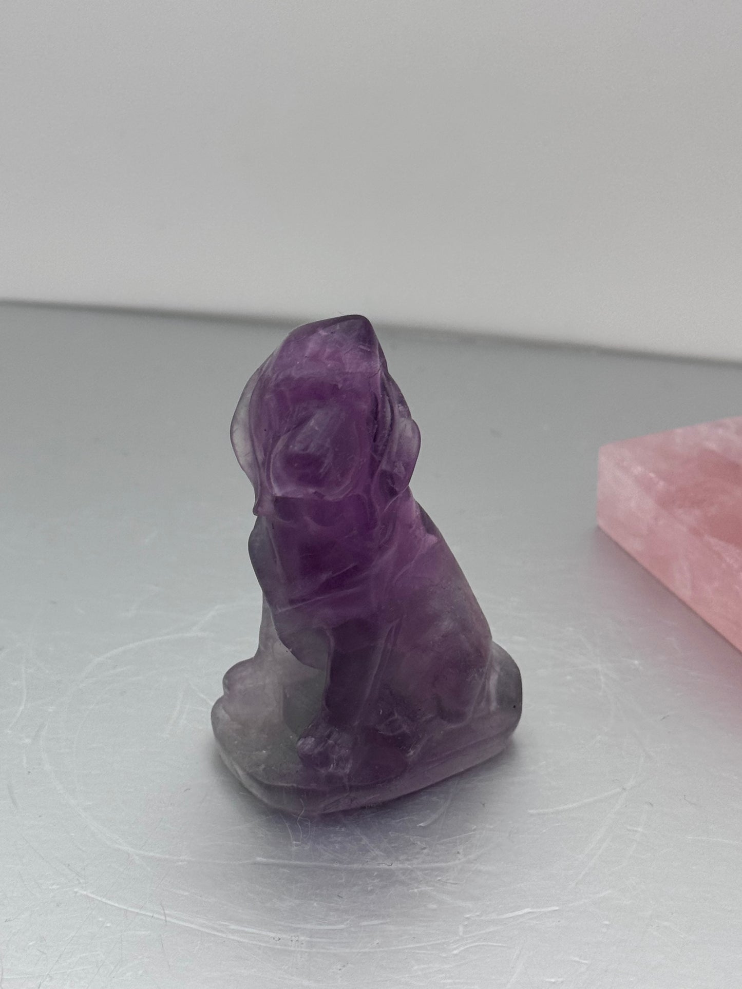 Fluorite Dog & Cat Crystal Carvings