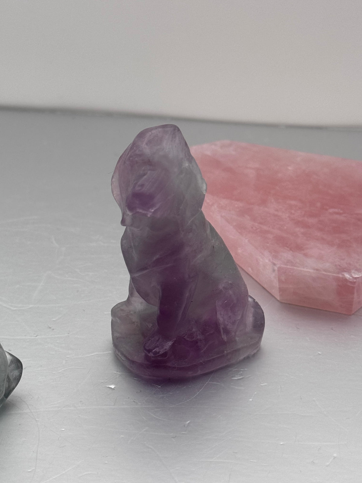 Fluorite Dog & Cat Crystal Carvings