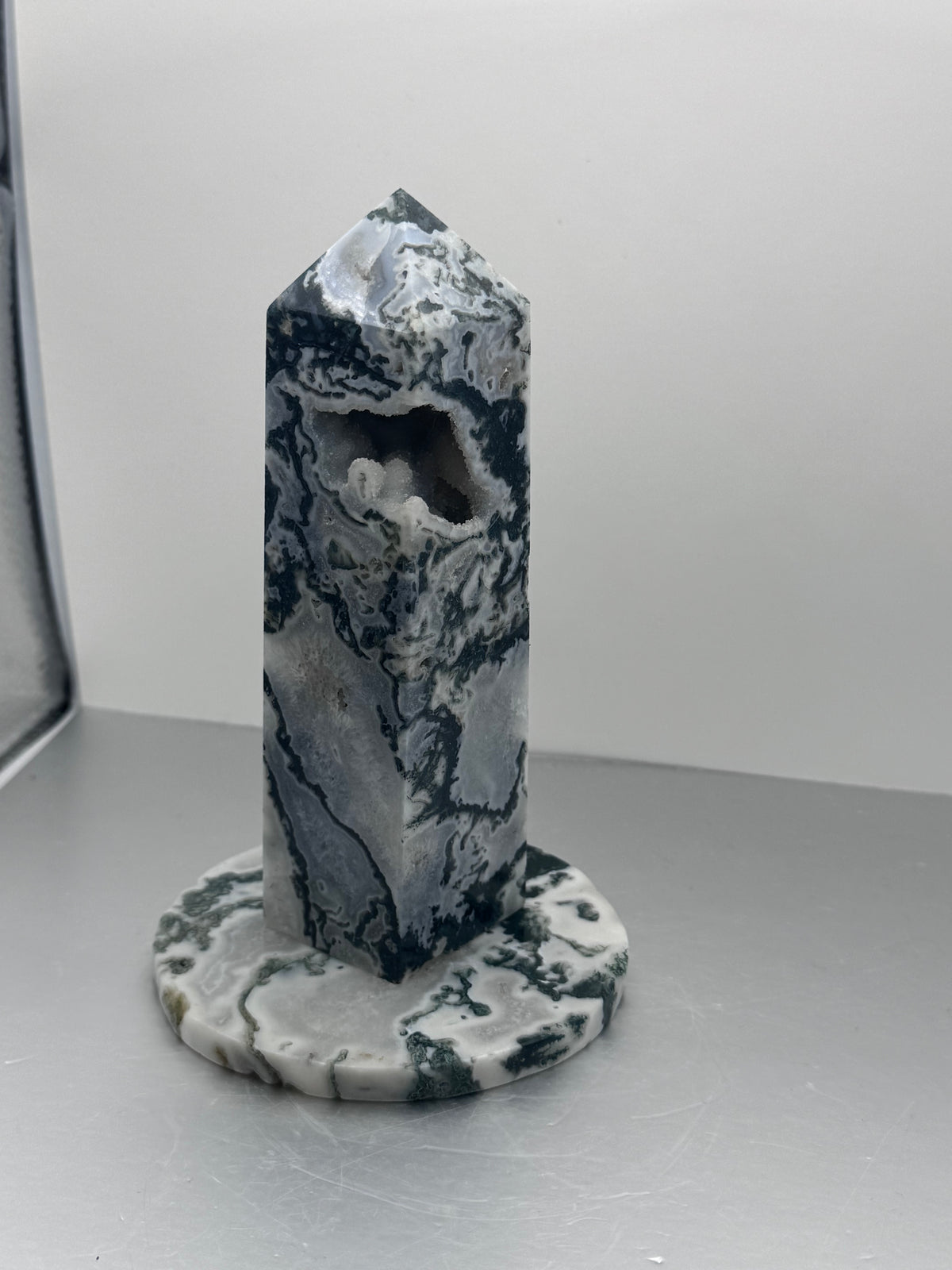 Moss Agate Druzy Crystal Tower